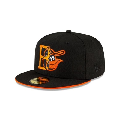 Black Baltimore Orioles Hat - New Era MLB Double Logo 59FIFTY Fitted Caps USA2407158